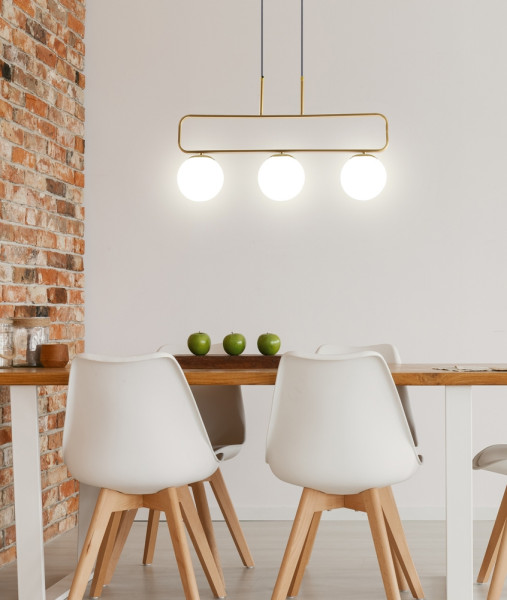 Lampa wisząca mosiądz-biała Jove 3xG9x15W wym: 110x60x12 cm Candellux