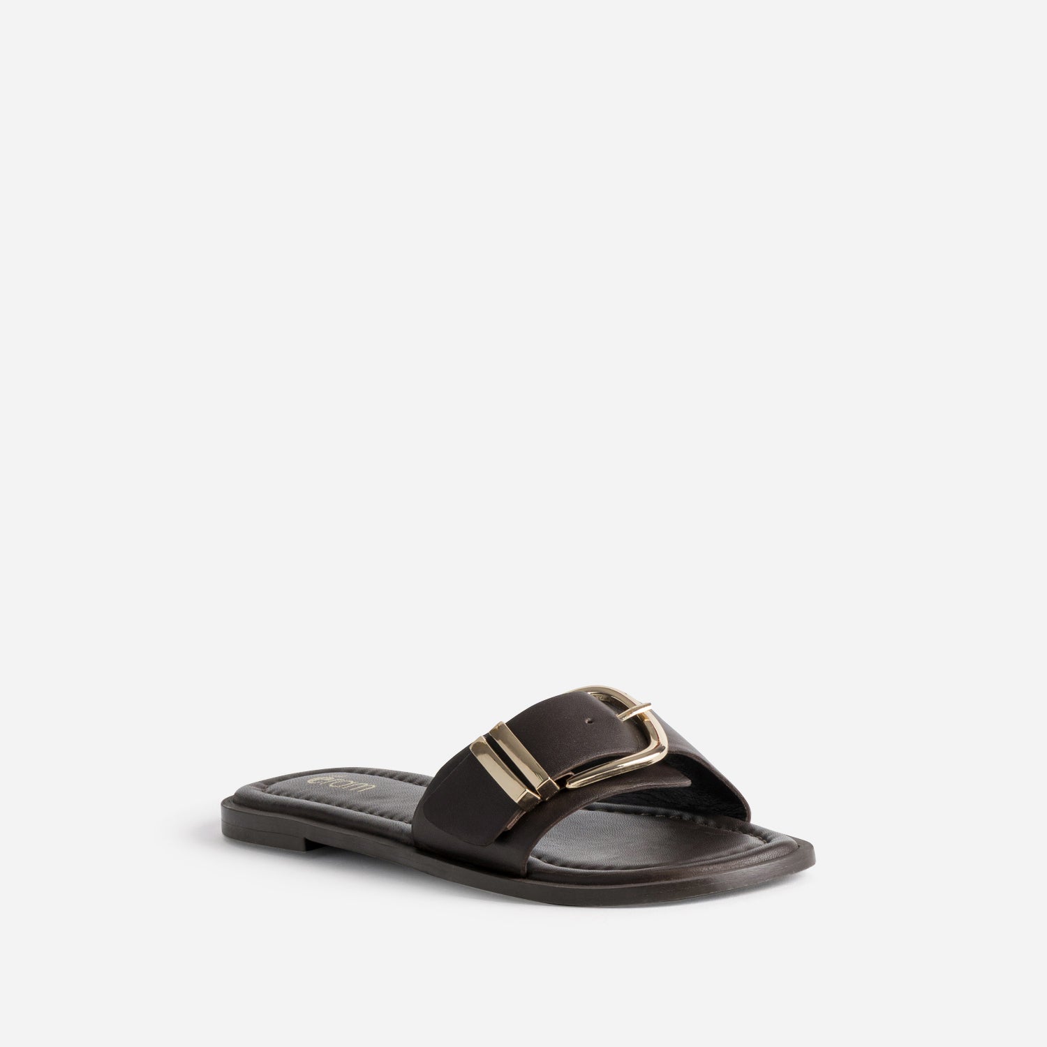 Mule marron cuir à boucle