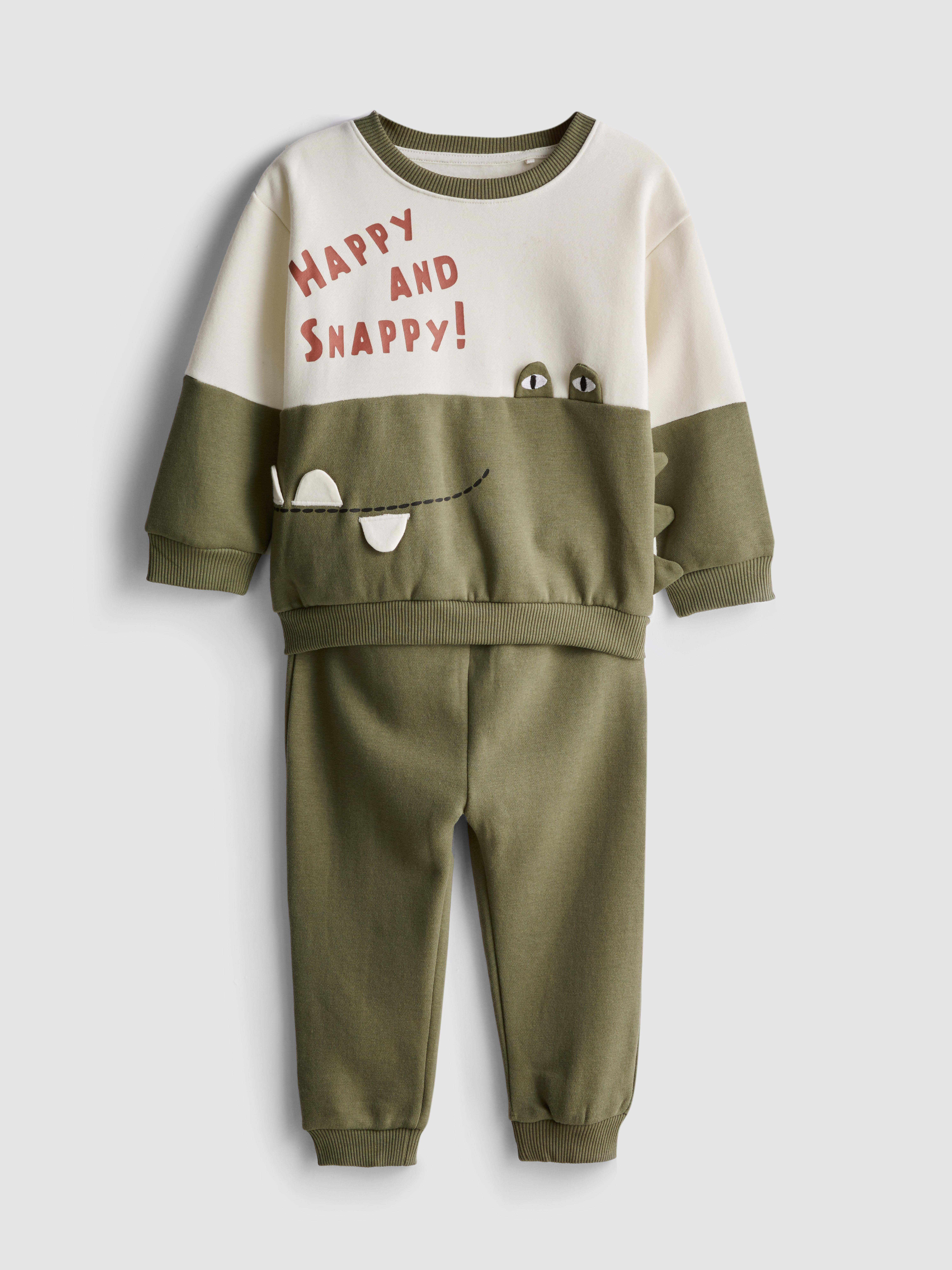 0-36mths | Crocodile Graphic Sweatshirt and Joggers Set