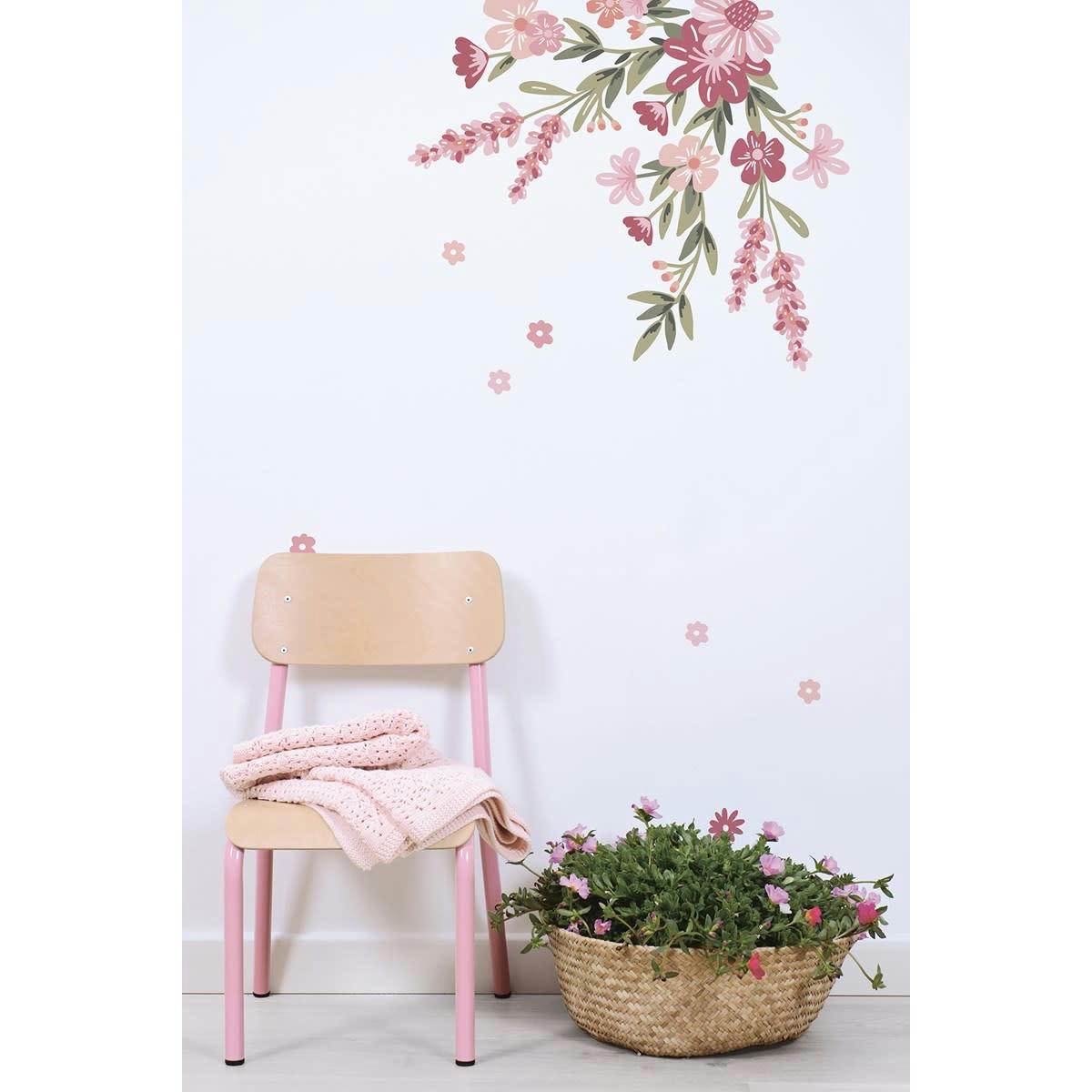 MAGENTA - Stickers muraux bouquets de fleurs en vinyle mat rose