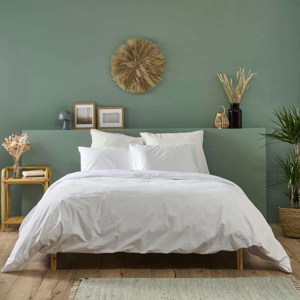 PERCALE - Parure de lit 1 personne percale de coton blanc 140x200cm