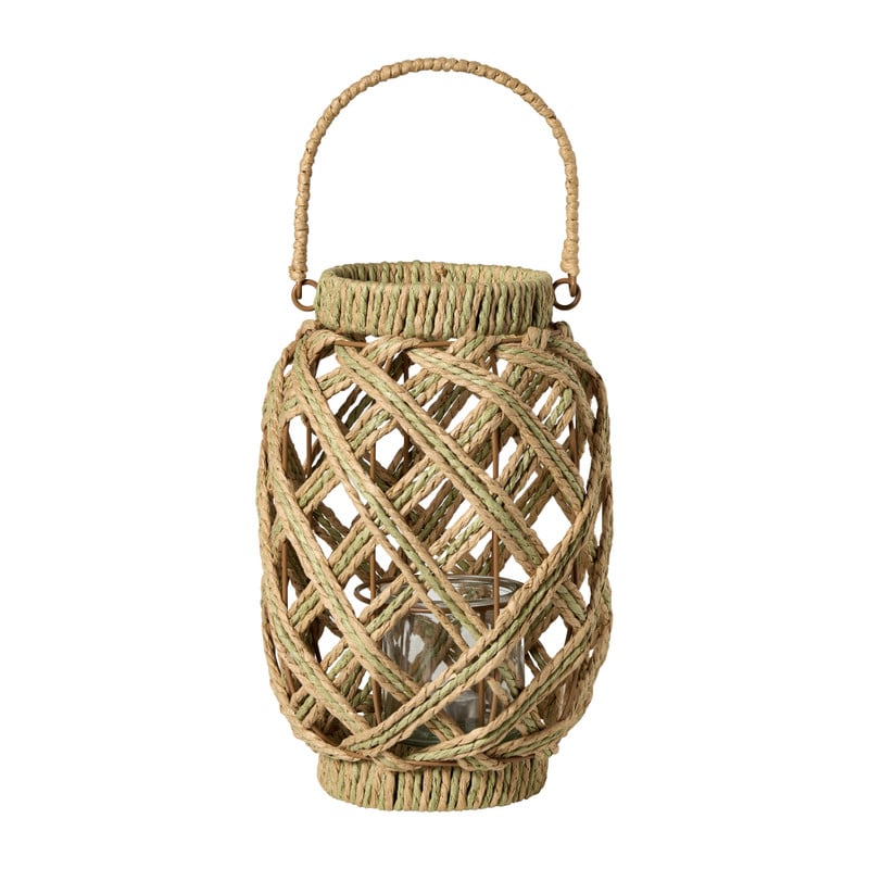 Lantaarn mitch - beige/groen - &Oslash;19x28 cm