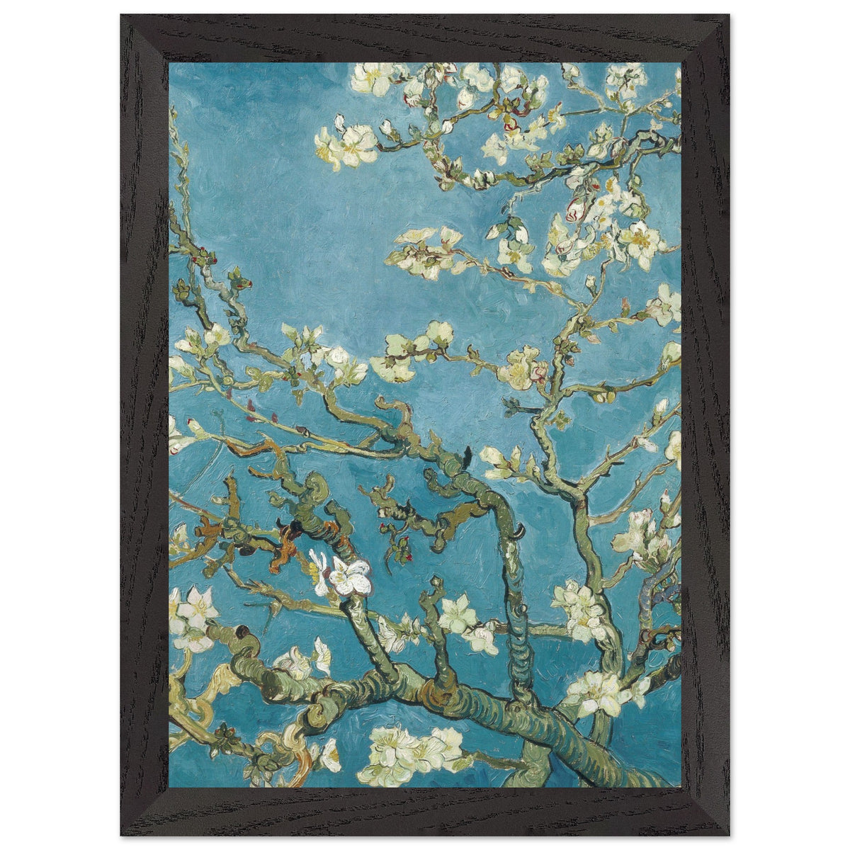 Artfulprints Poster met Lijst Vincent van Gogh - Amandelbloesem  - A4 21x29.7 cm - Blauw