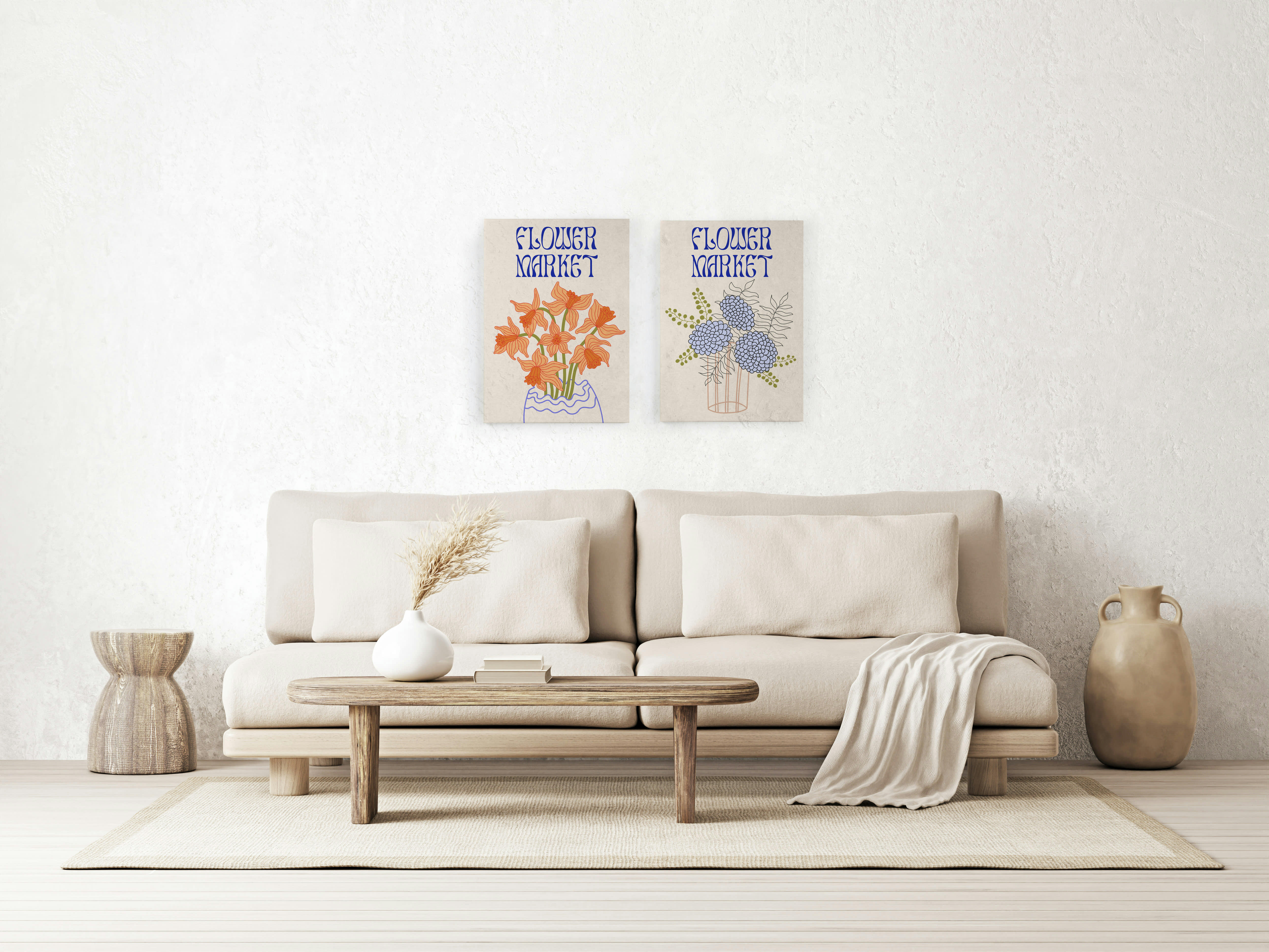 FLOWER MARKET - Peinture sur toile 60x40 imprimé HD marché aux fleurs