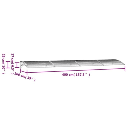 NNEVL Door Canopy Black 400x100 cm Polycarbonate