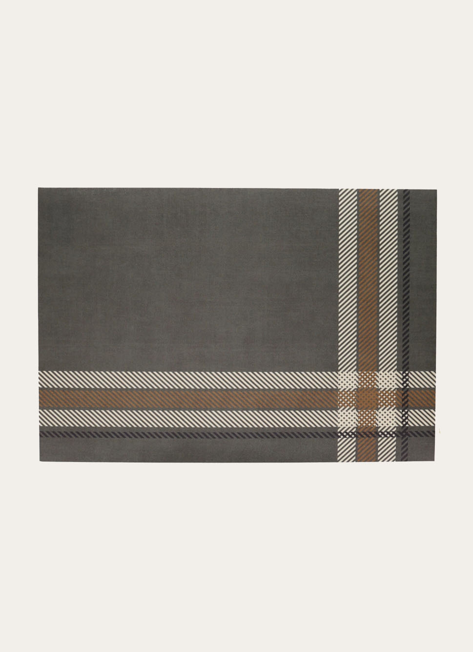 SET DE TABLE PLASTIFIÉ à CARREAU MULTICOLORE/KAKI