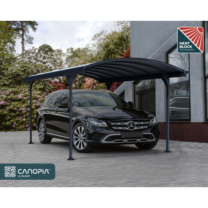 Carport en aluminium Vitoria gris foncé 9,5 m²