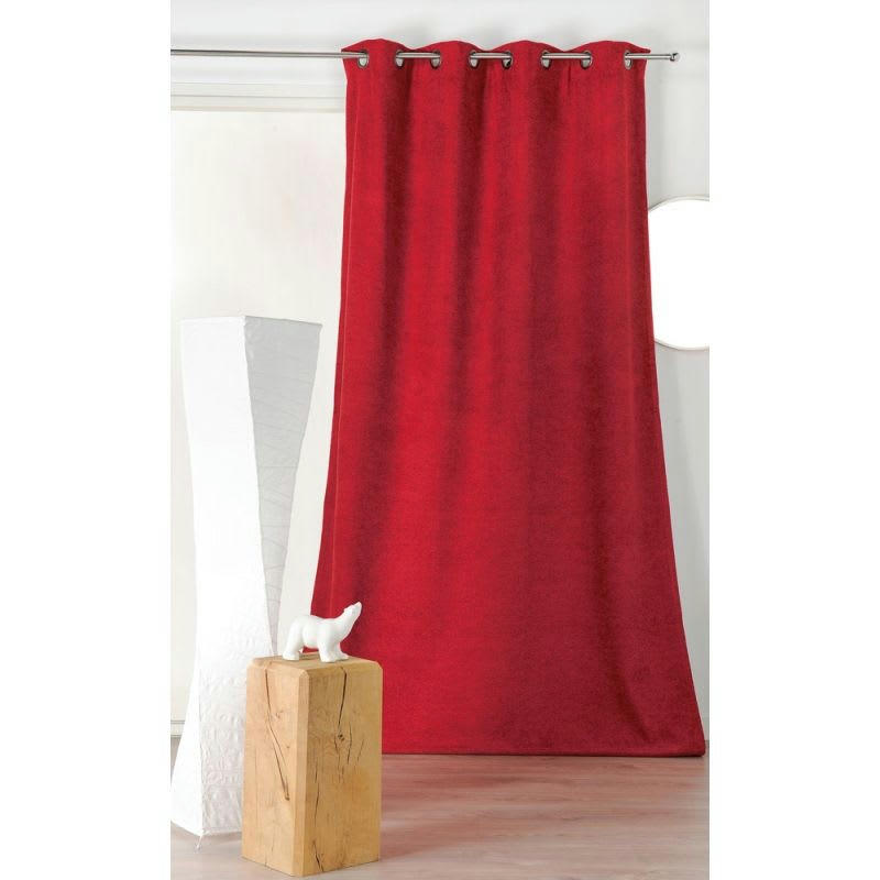 - Rideau obscurcissant aspect laine chinée polyester rouge 250 x 140