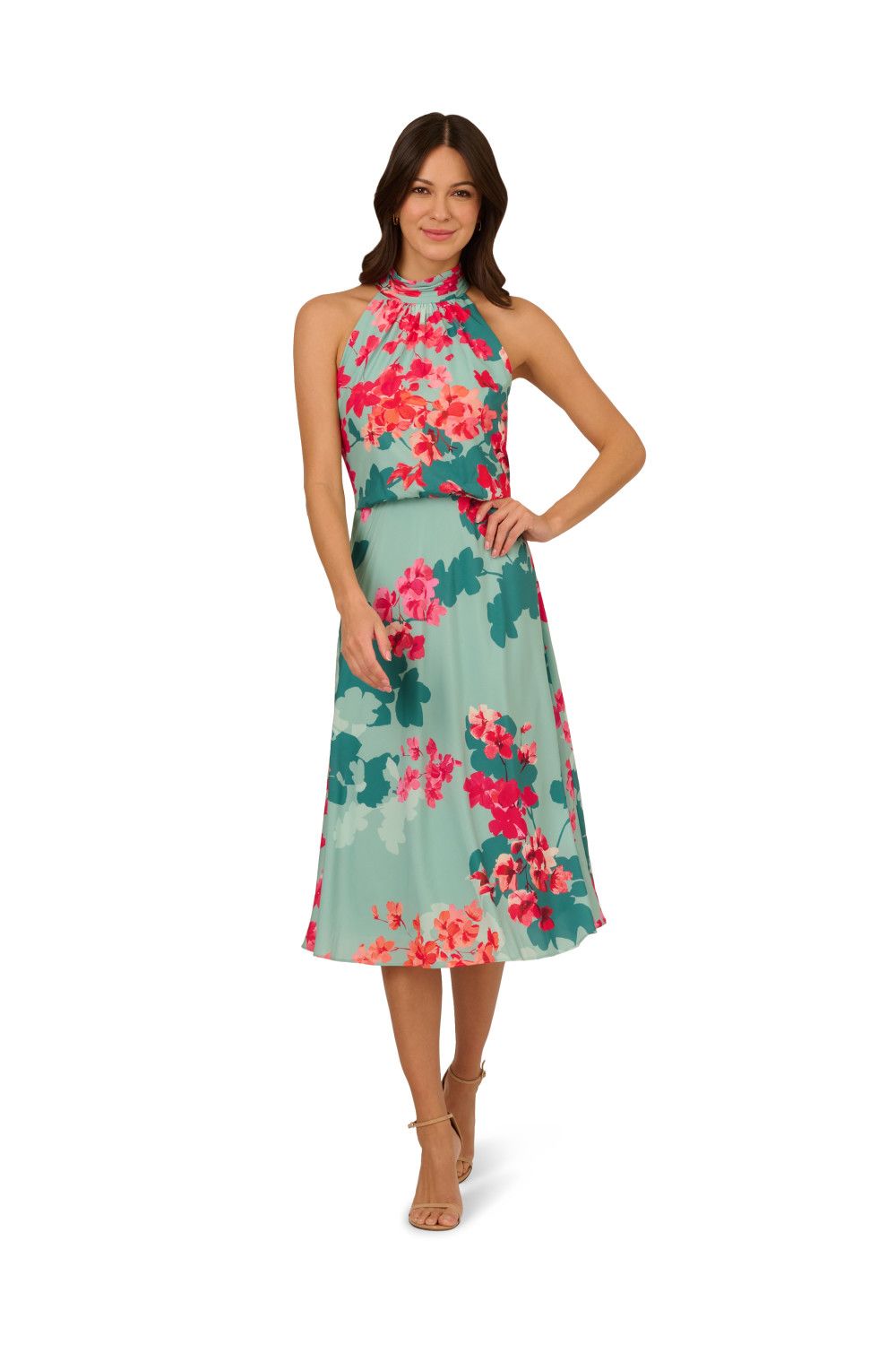 Adrianna Papell Halter Printed Midi Dress