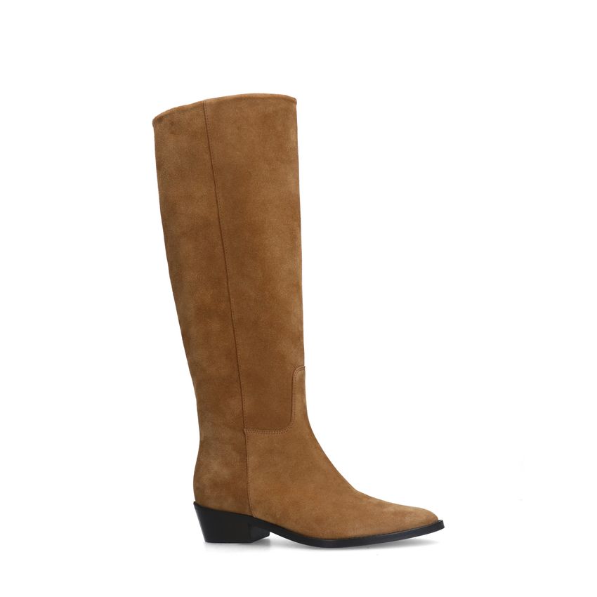 Manfield Bruine suède hoge laarzen