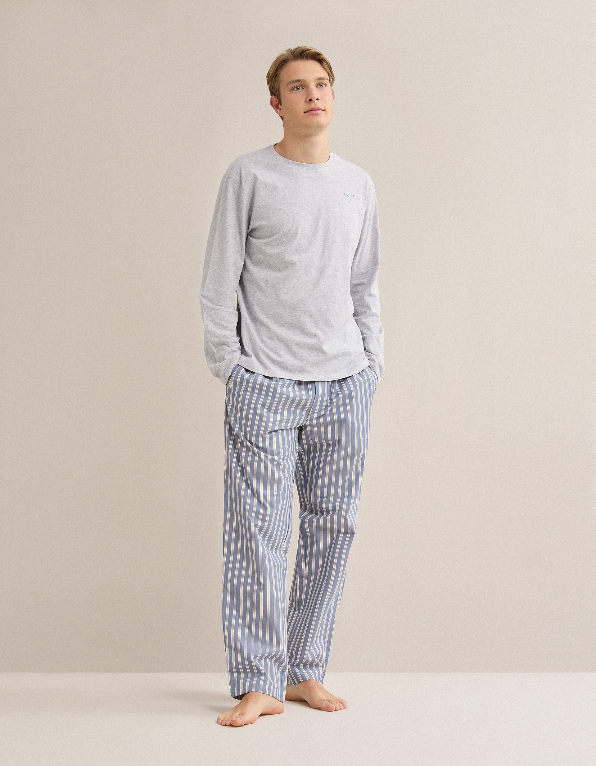 Pijama Riscas, Homem, Cinzento Claro