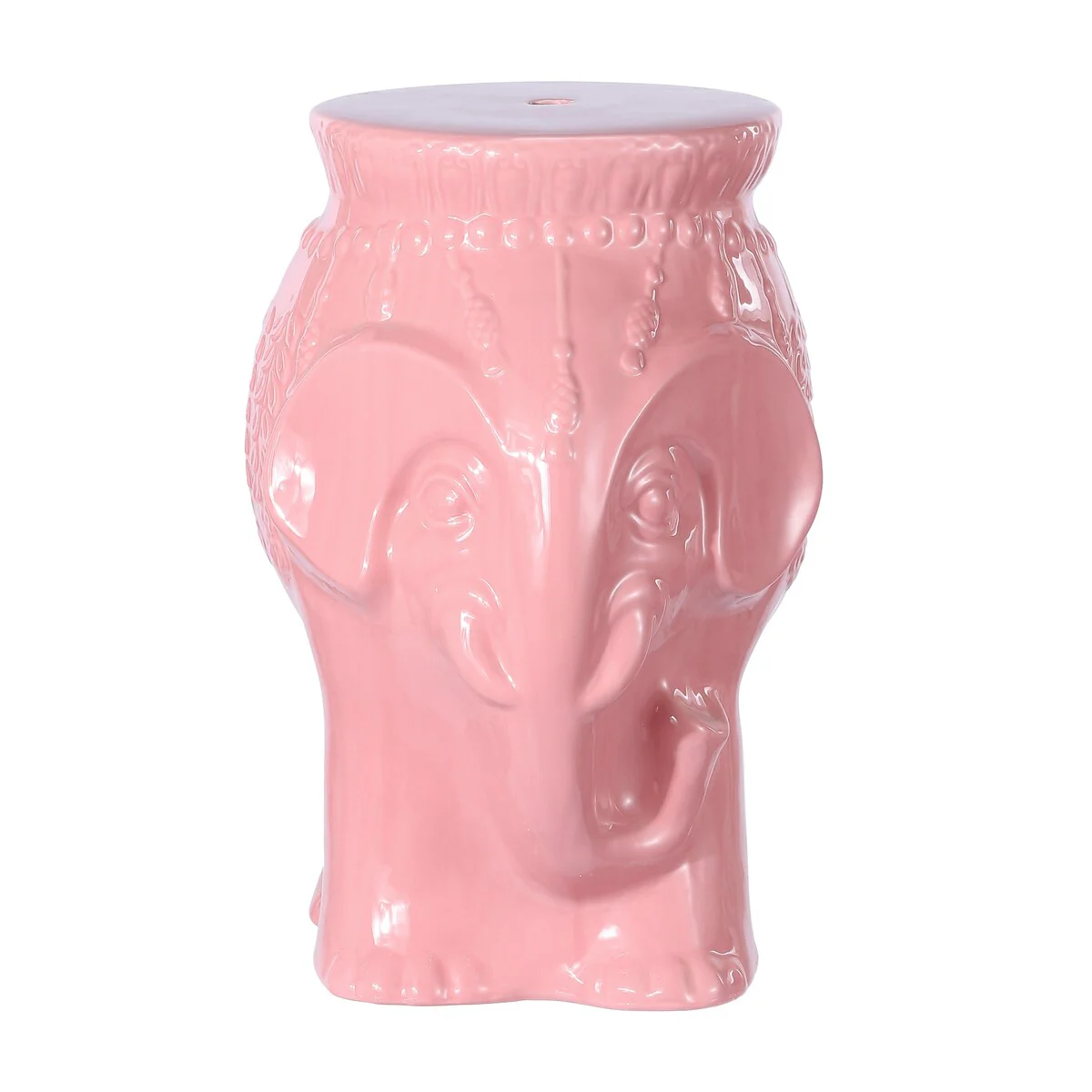 Lucky 18.5 Modern Bohemian Elephant Ceramic Garden Stool, by JONATHAN Y