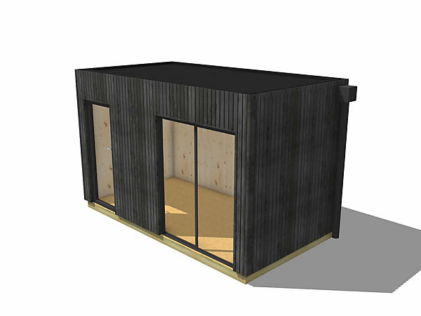 Extension maison en bois en bois 4,4 x 2,4 x 2,7 m avec plancher isolé / menuiseries alu k-line