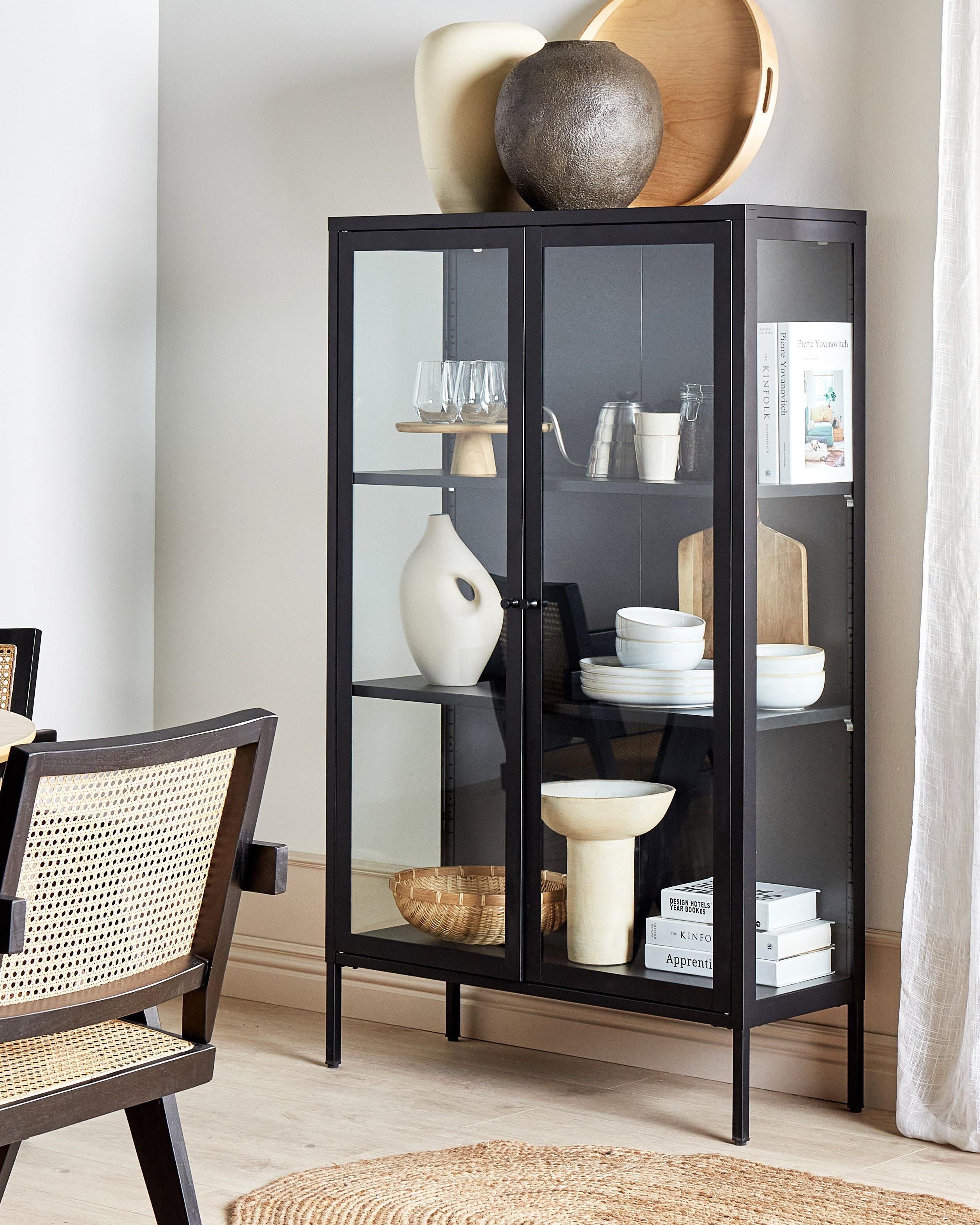 Glass Display Cabinet NASH Metal 90 cm Black