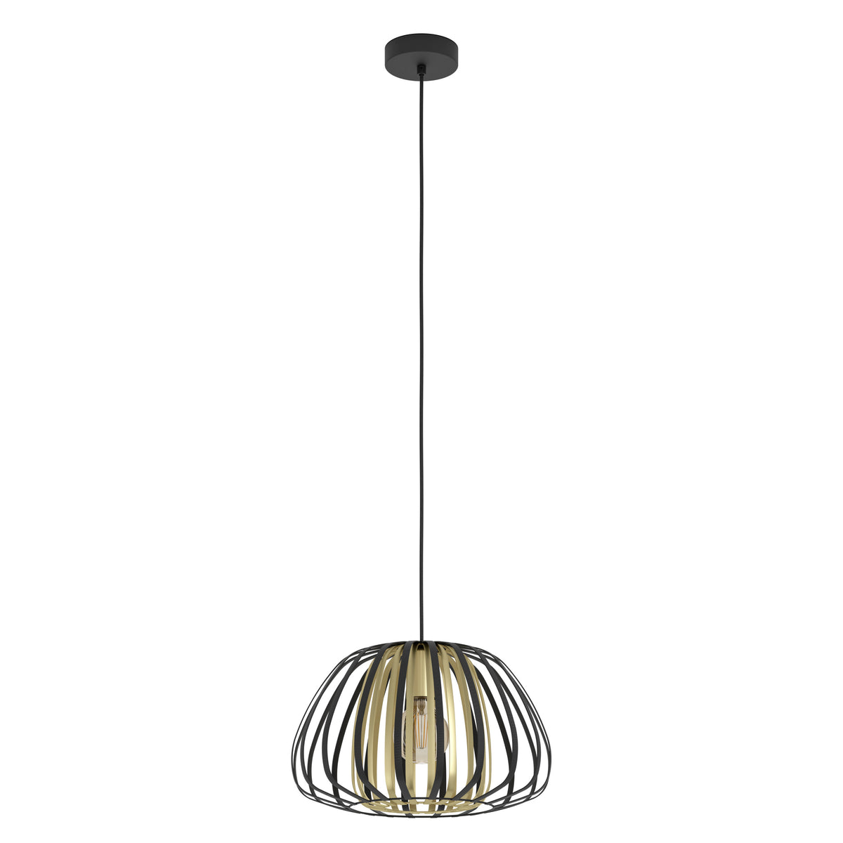 EGLO hanglamp Encinitos - e27 - ø 37,5 cm - zwart/goud