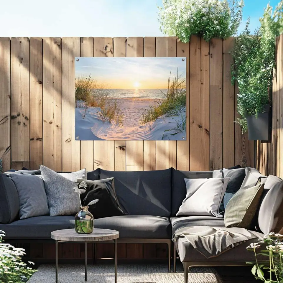 Tuinposter Zonsondergang - 60 x 80 - Beige