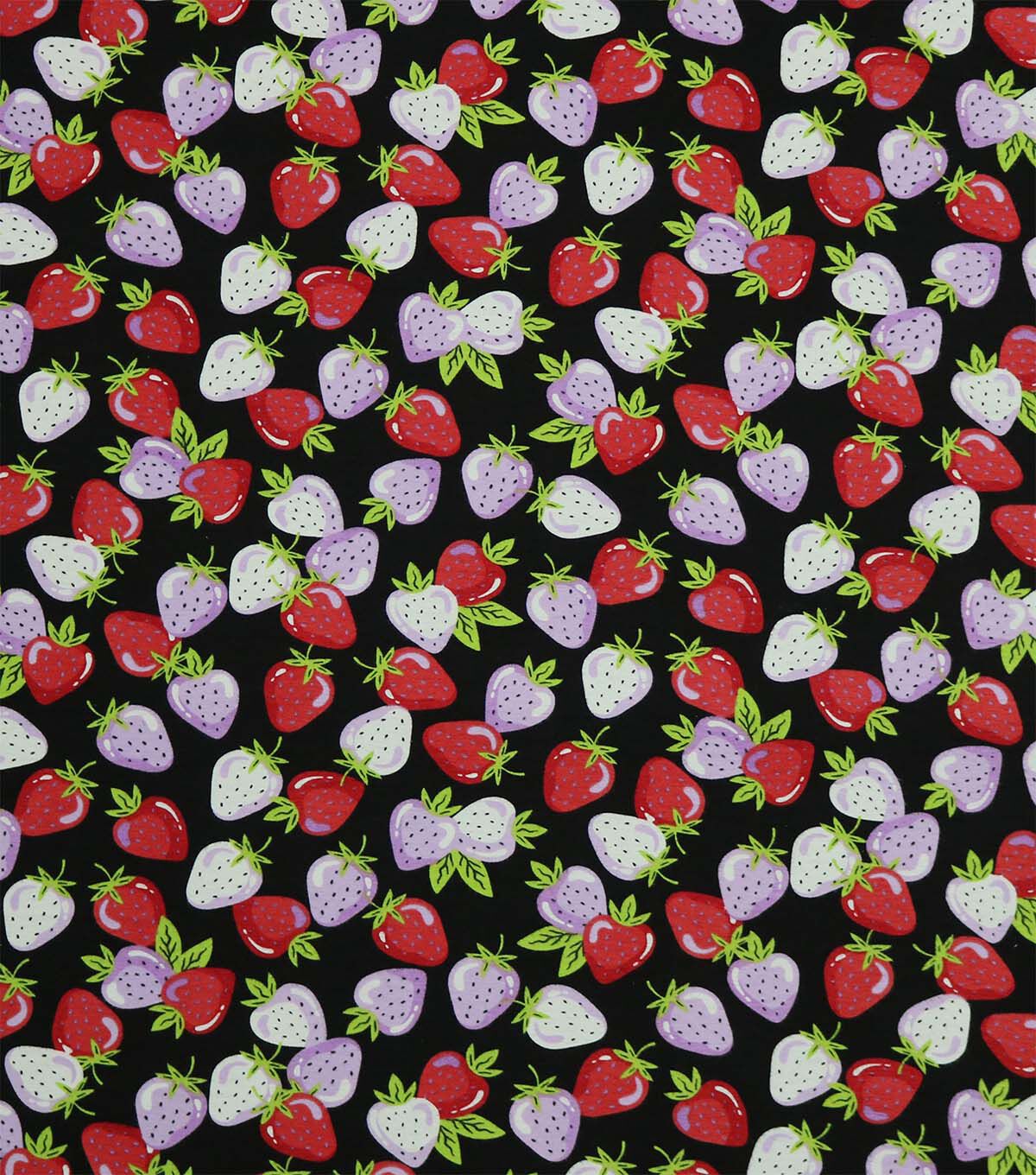 Strawberries on Black Super Snuggle Flannel Fabric