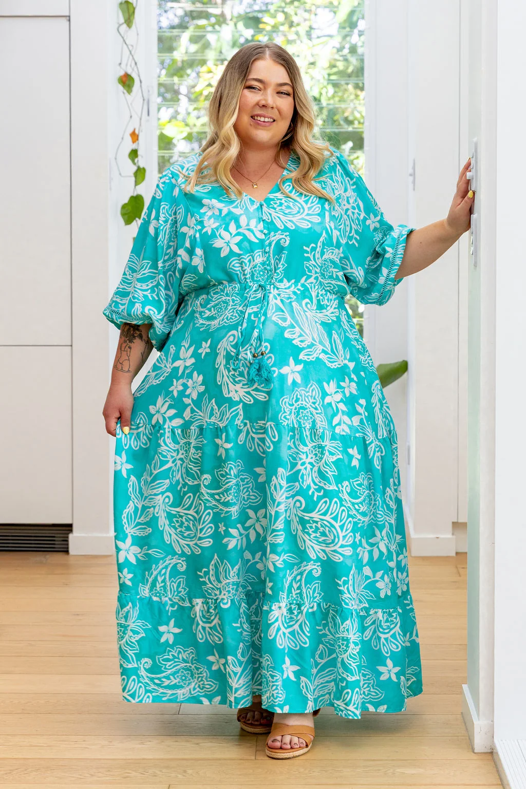 Addison Maxi Dress in Turquoise Paisley