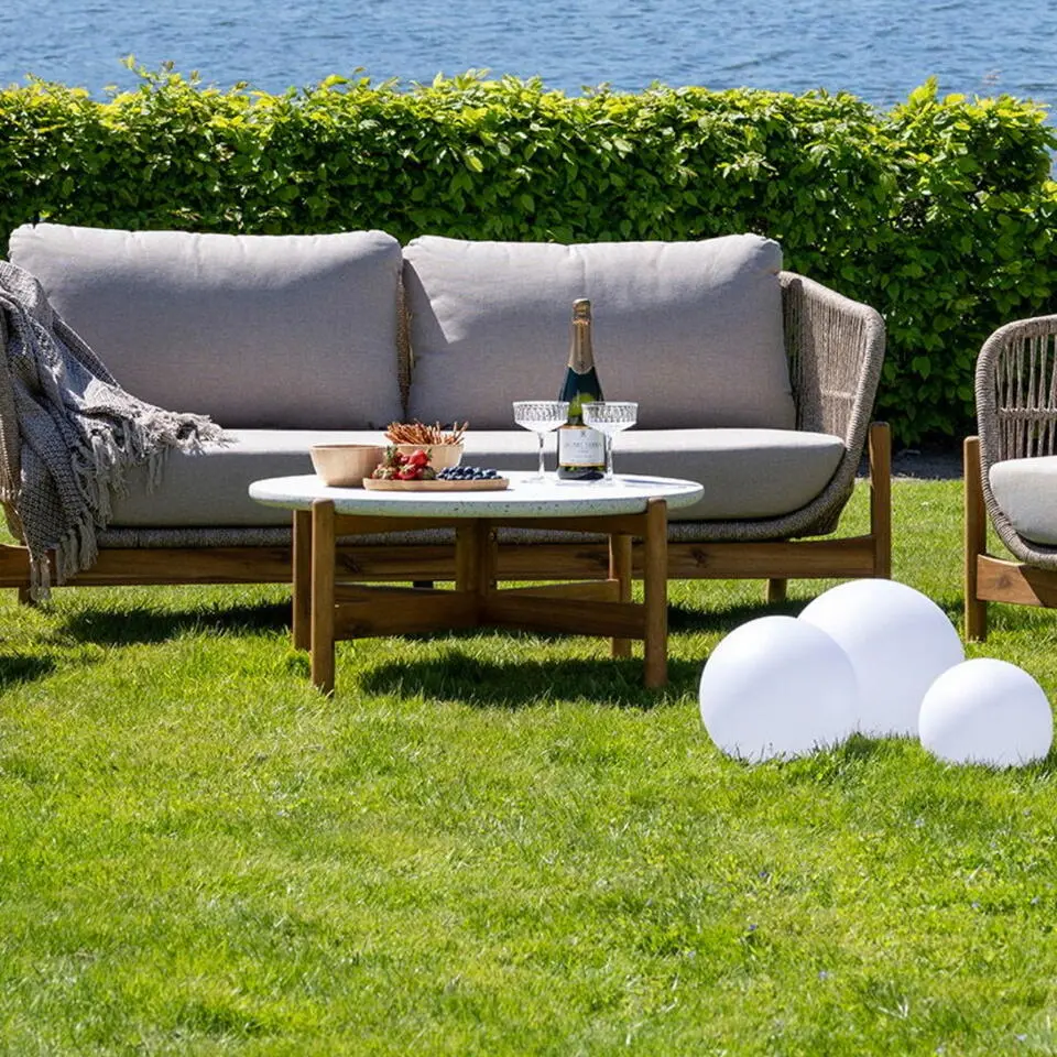 Salontafel Acacia Naturel/Wit - 84,5x84,5x38,5cm - Terracina