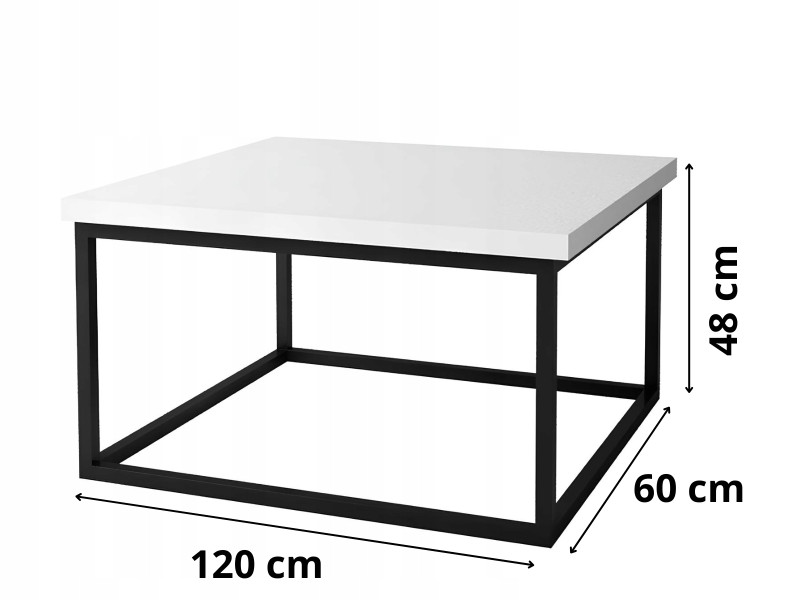 Stolik do salonu kawowy ława Biały do wyboru Stelaż Czarny 120 x 60 x 48 CM