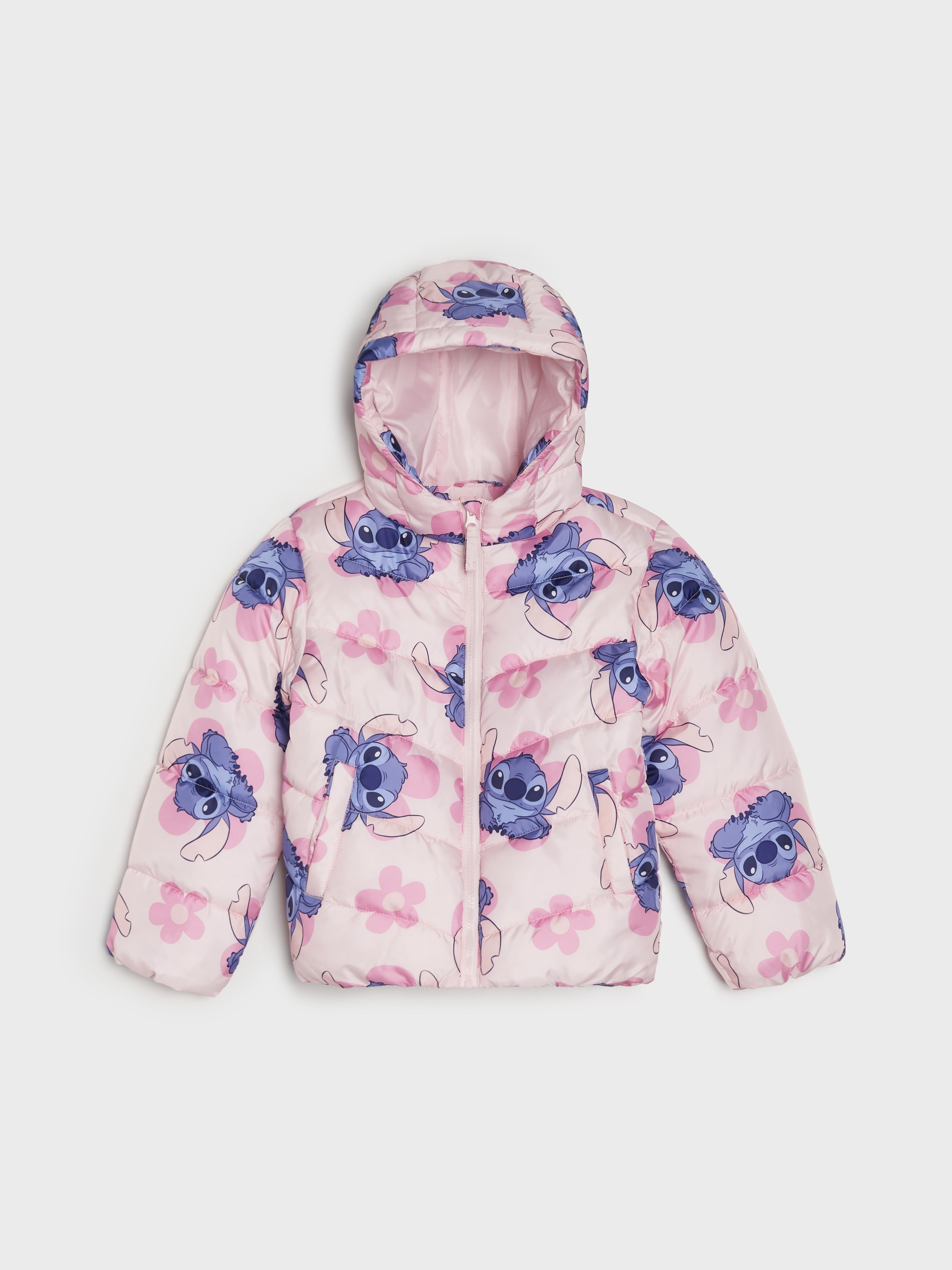 Pikowana kurtka puffer z kapturem Stitch