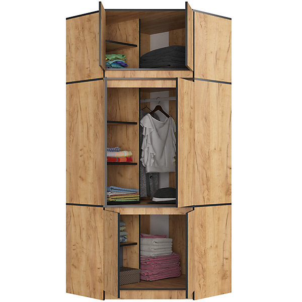 Armoire d'angle avec surmeuble AKORD S100 Chêne Craft 100 cm 6 portes 100x50x235 cm