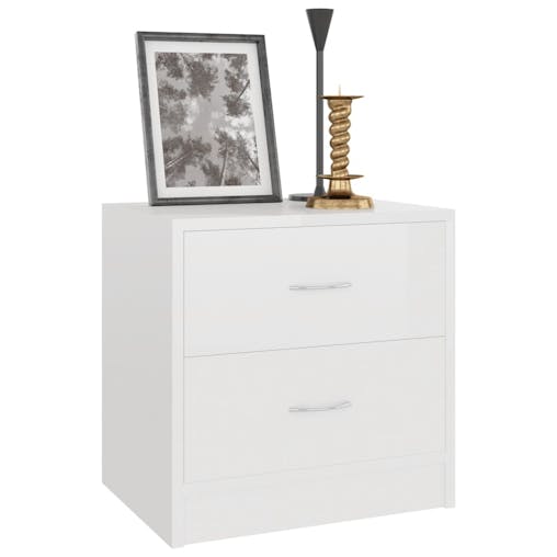 NNEVL Bedside Cabinet High Gloss White 40x30x40 cm Chipboard