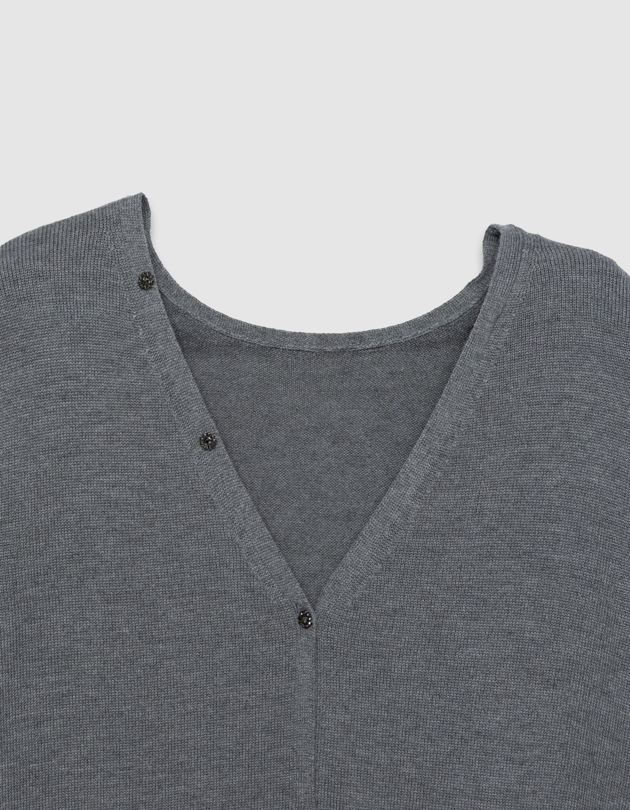 Cardigan gris tricot réversible devant/dos Femme