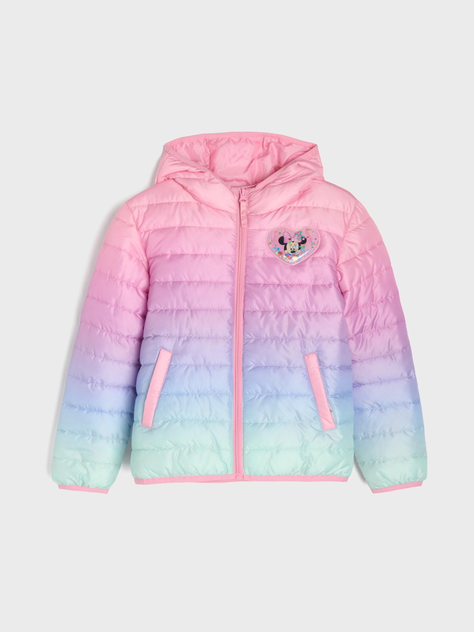 Pikowana kurtka puffer z kapturem Minnie Mouse