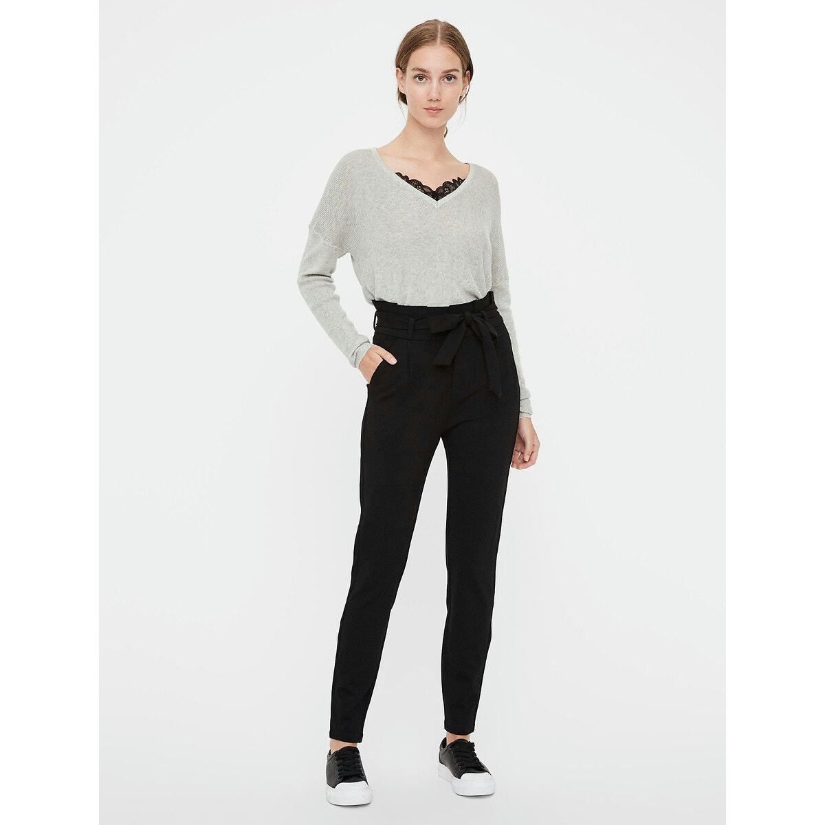 Pantalon paper bag taille haute