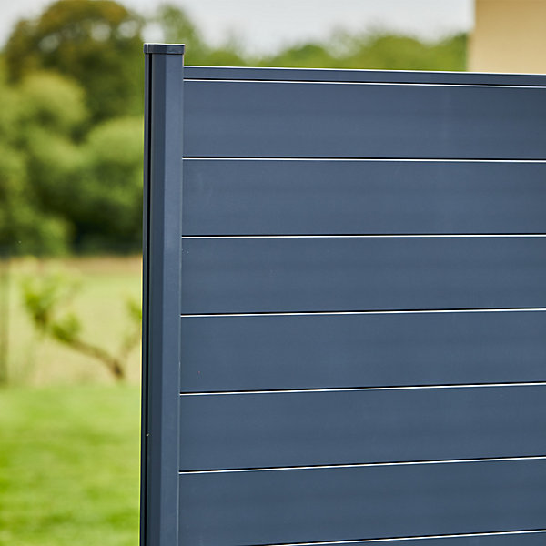 Clôture aluminium lames pleines L.2.09ml x H.0m515 Gris anthracite à sceller (poteaux inclus)