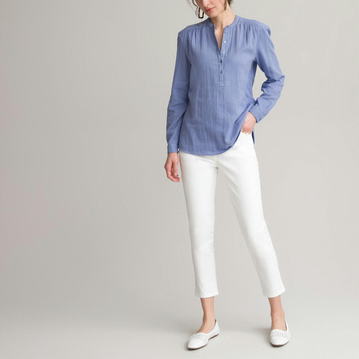 Blouse col tunisien, manches longues
