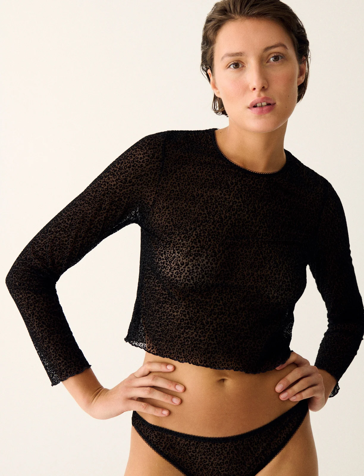 T-shirt manches longues CHÉRI TULLE FLOQUE LEO
