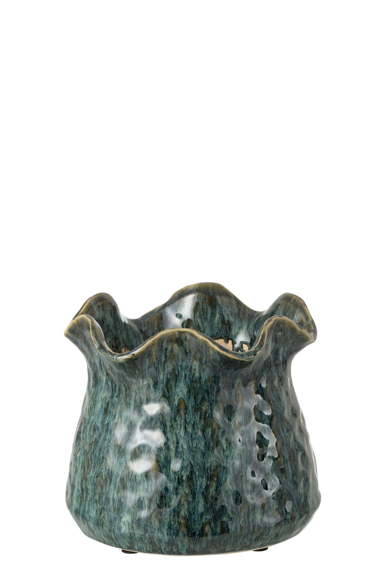 J-Line bloempot Ronny Onregelmatig - keramiek - blauw - large