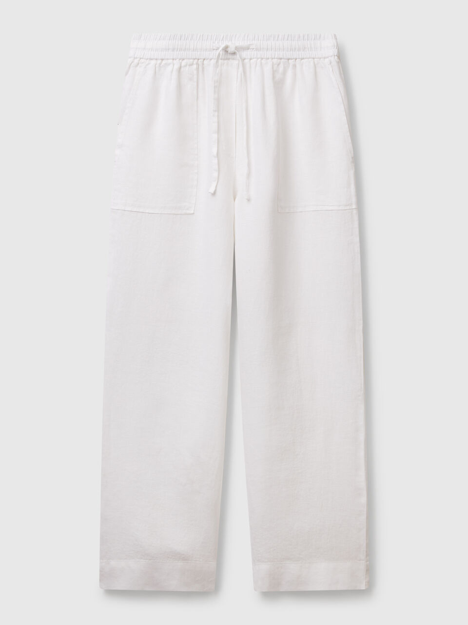 Trousers in pure linen with elastic