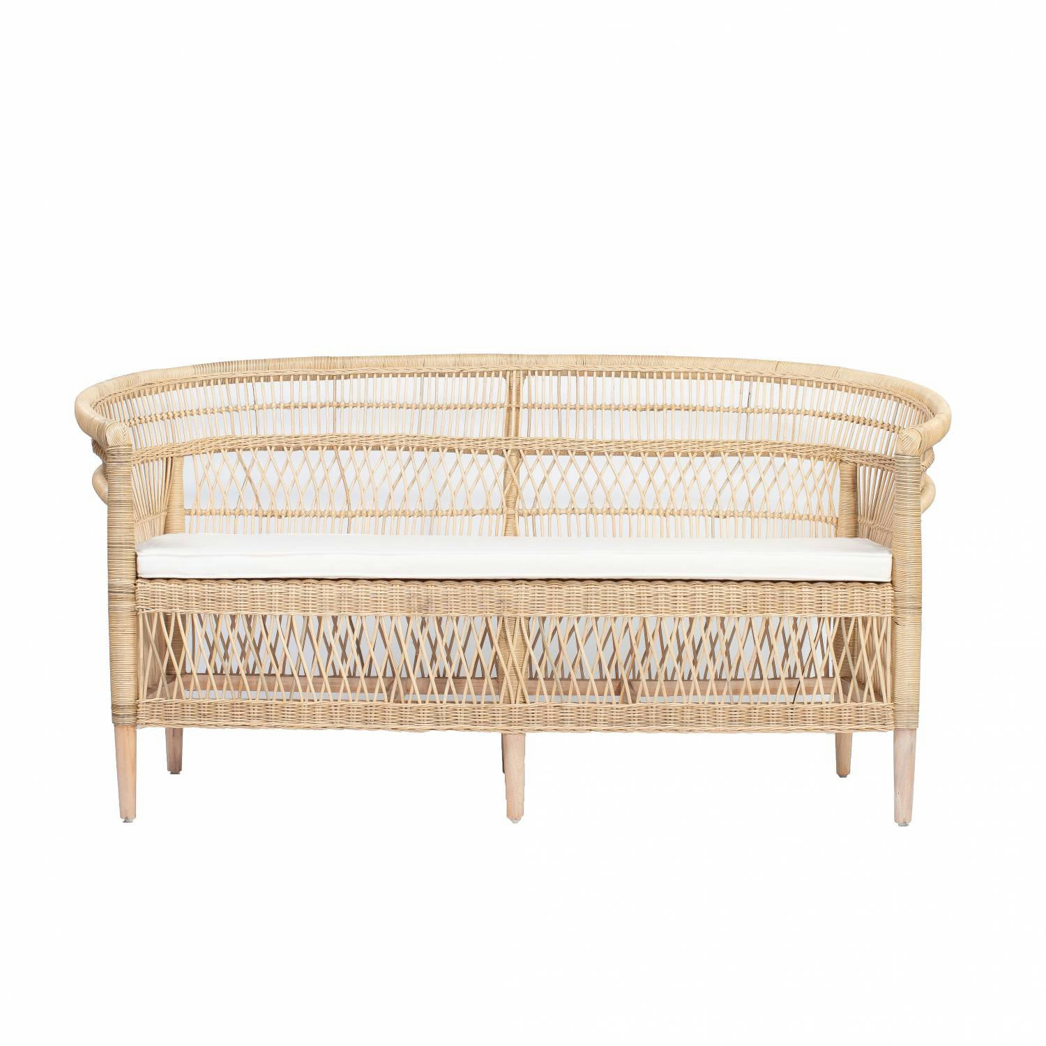 ILIOS - Banquette en rotin et pieds en teck