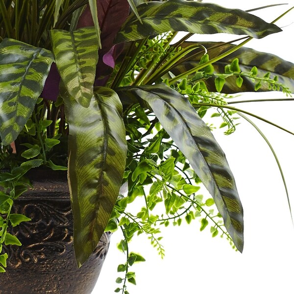 27" Artificial Mixed Areca Palm Fern and Peacock with Planter