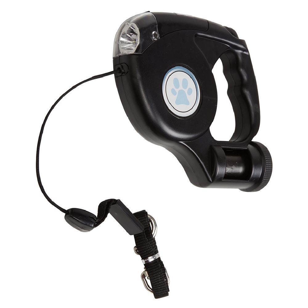 Laisse enrouleur distributeur de sac et lampe LED (2 modèles)