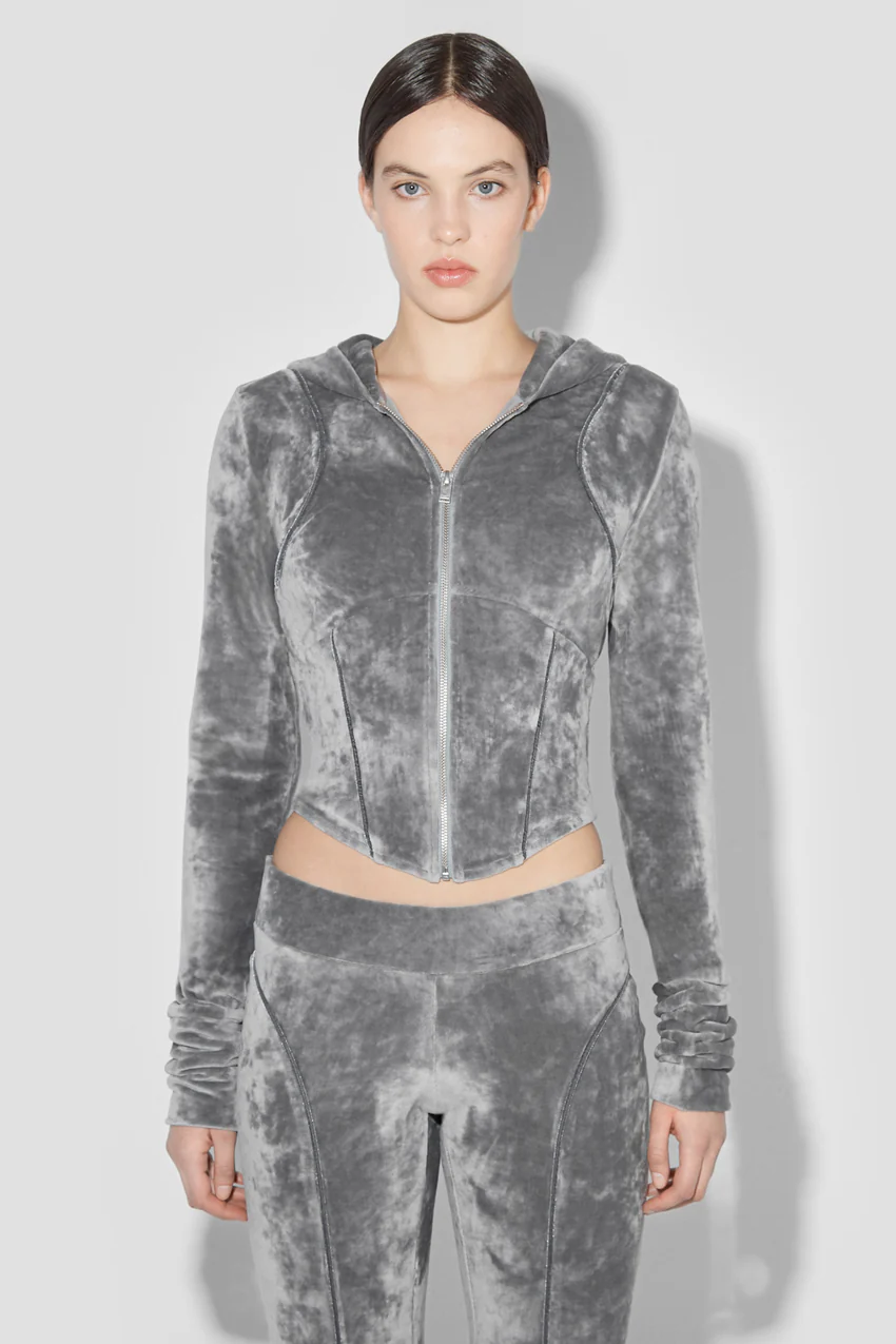 Velour Zipped Hoodie