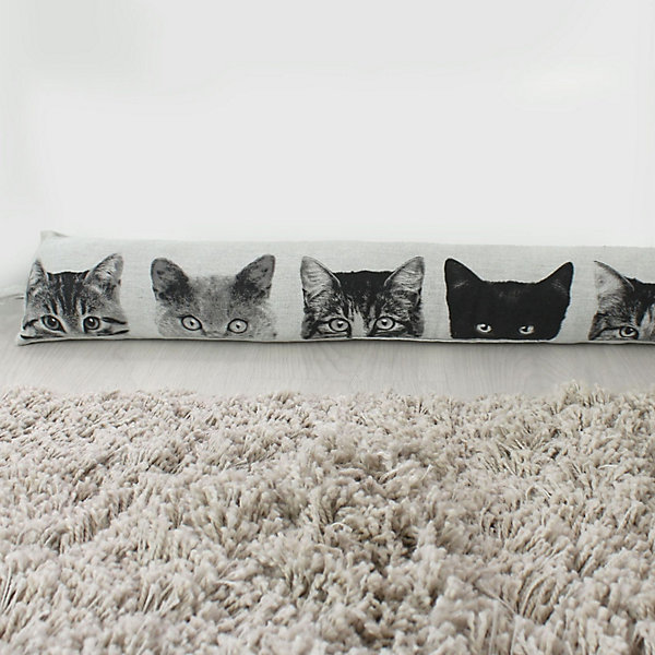 Boudin de porte aspect chambray (90x150 cm - Noir)