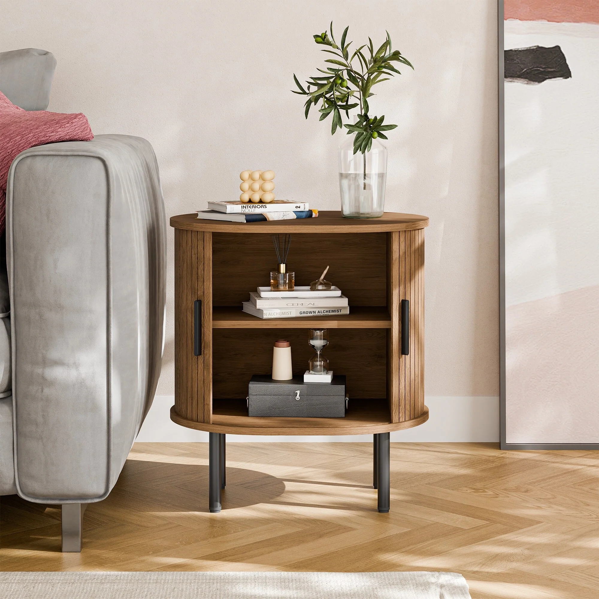 Tambour Nightstand with Storage