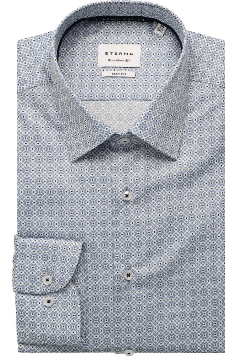 ETERNA Dynamic Cotton Slim Fit Hemd blau, Bedruckt