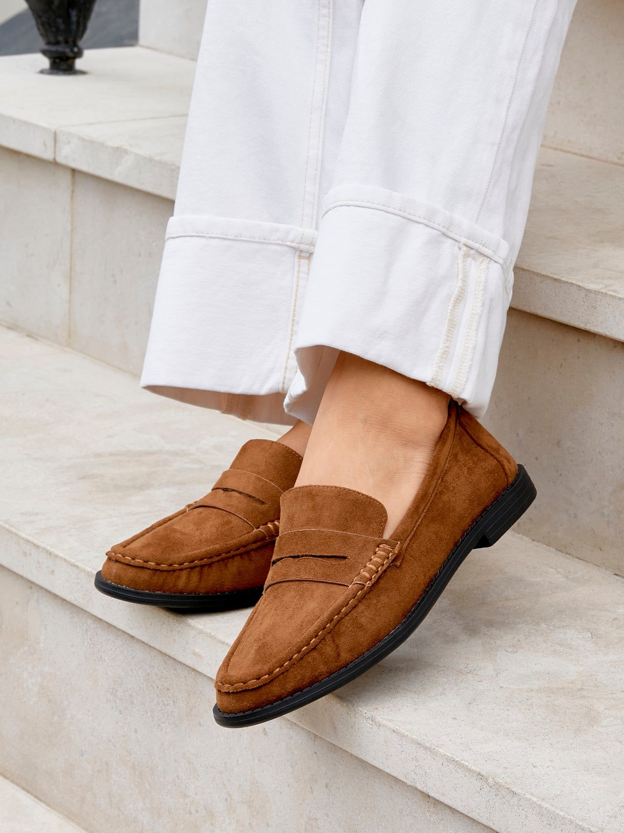 Linzi Precise Tan Faux Suede Classic Loafer