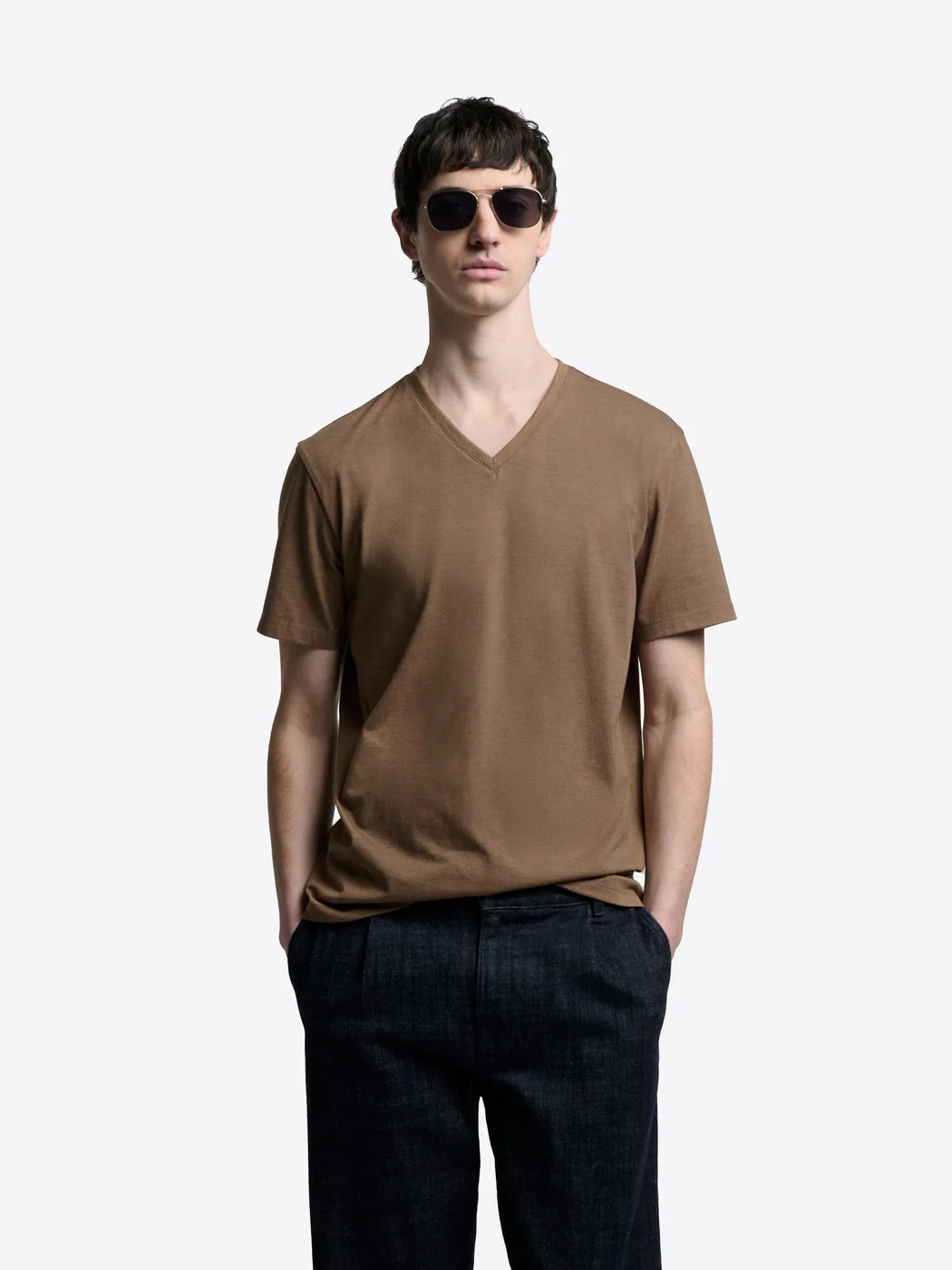 T-shirt col V en coton Supima®