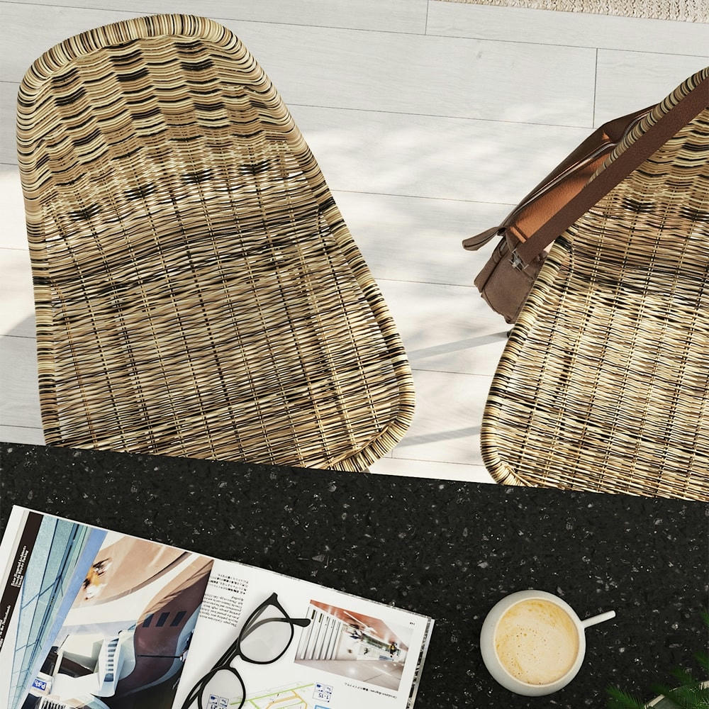 TIPTUR - Chaise de bar 63 cm en résine tressé marron (lot de 2)