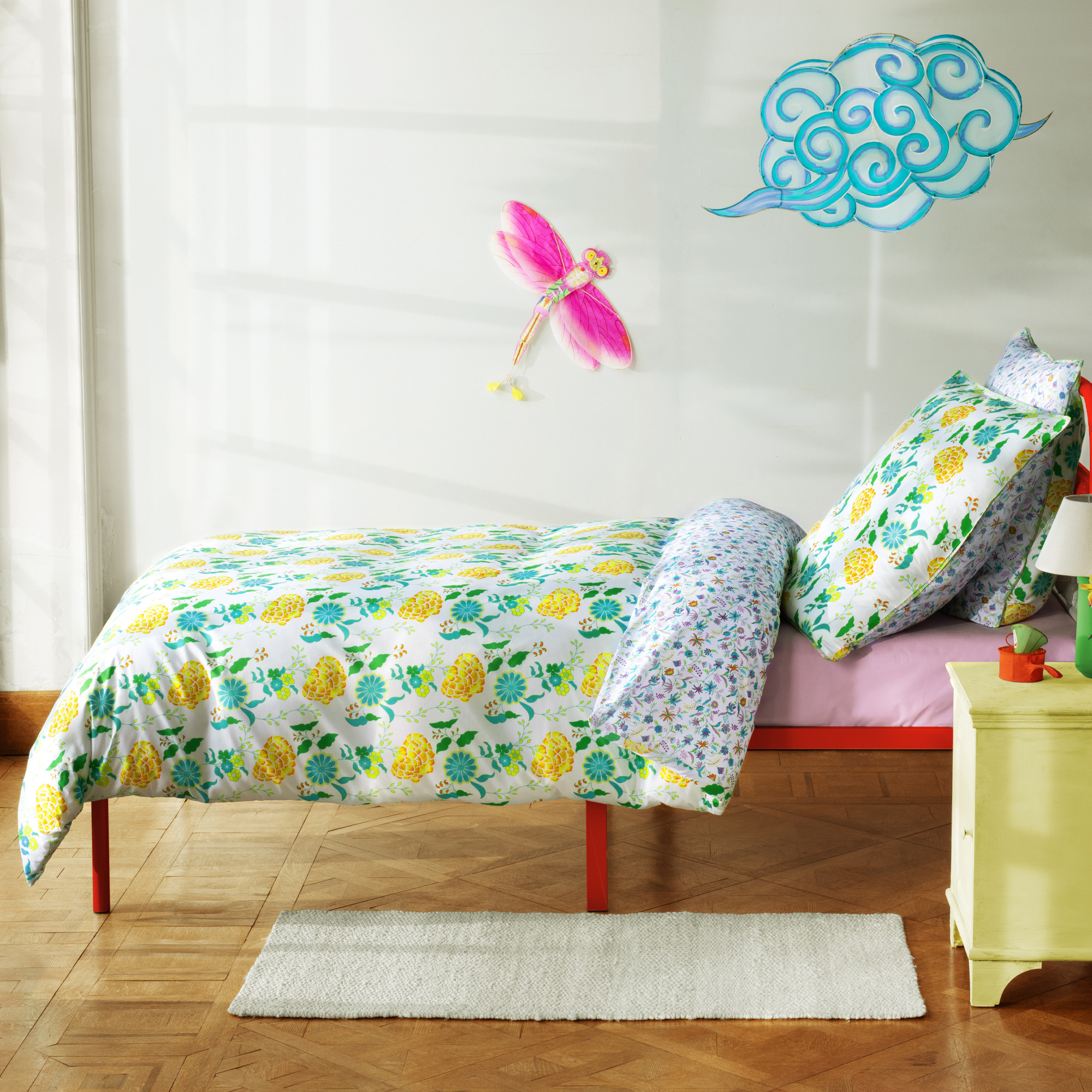 Drap-housse enfant floralPetit Pan fleurs