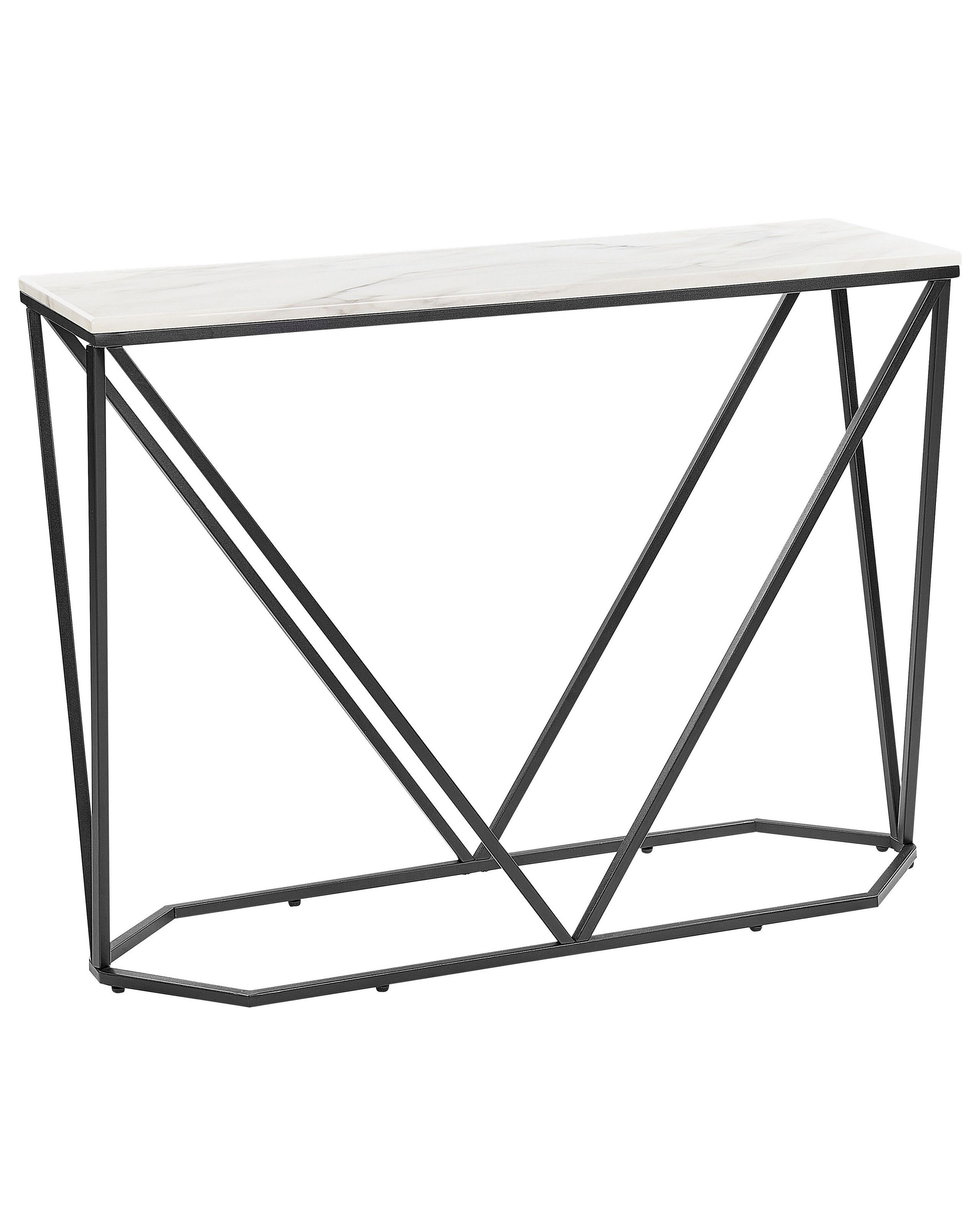 Konsola stolik 100x30 cm efekt marmuru biało-czarna