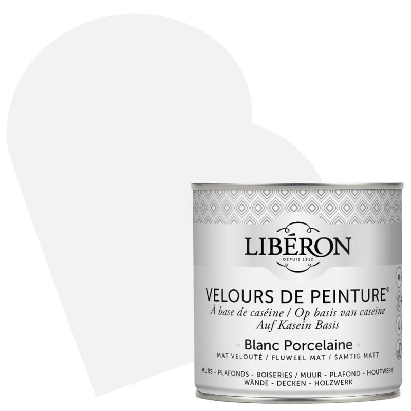 Peinture pour murs Velours de Peinture blanc porcelaine mat 0,5 L LIBERON
