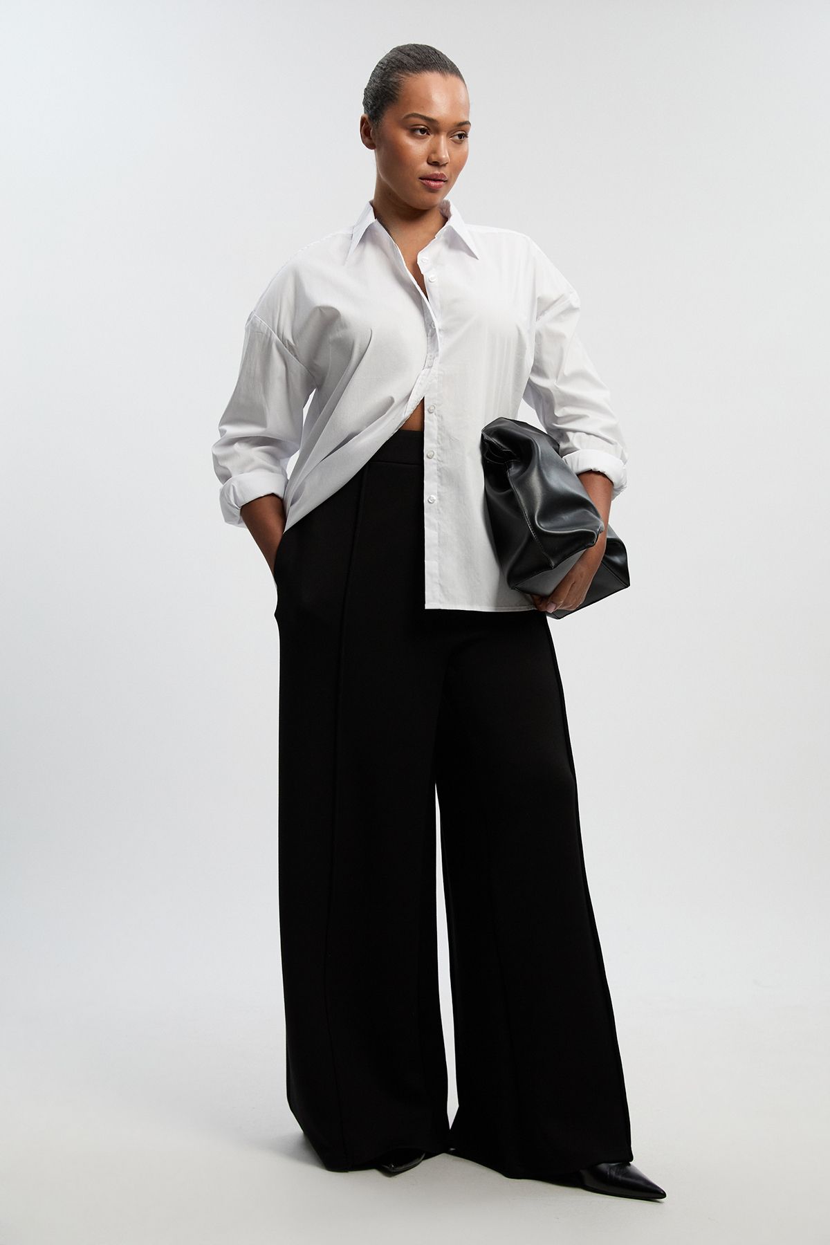 KarenMillen Plus Size Ponte Wide Leg Trouser