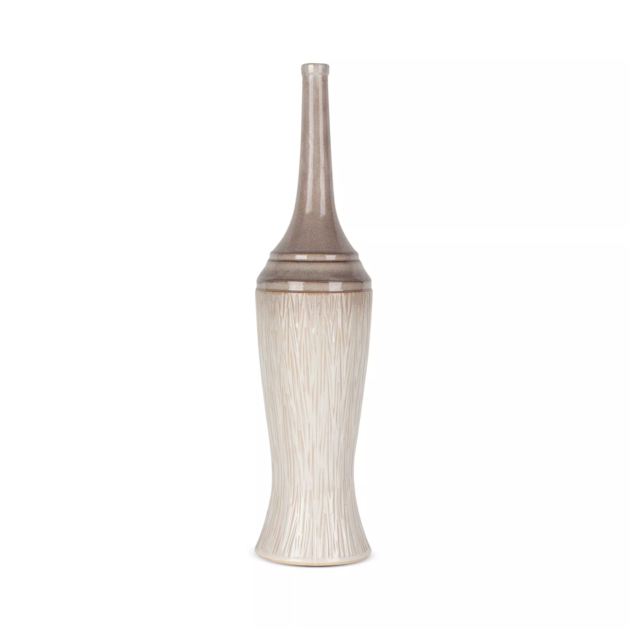 Wazon ceramiczny kremowo-brązowyw stylu boho z cieniowaniem średnica 16x66 cm ROSINA